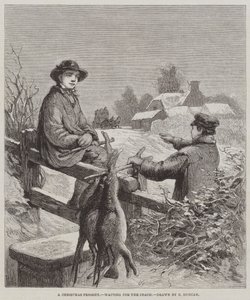 A Christmas Present, waiting for the Coach by Edward Duncan
